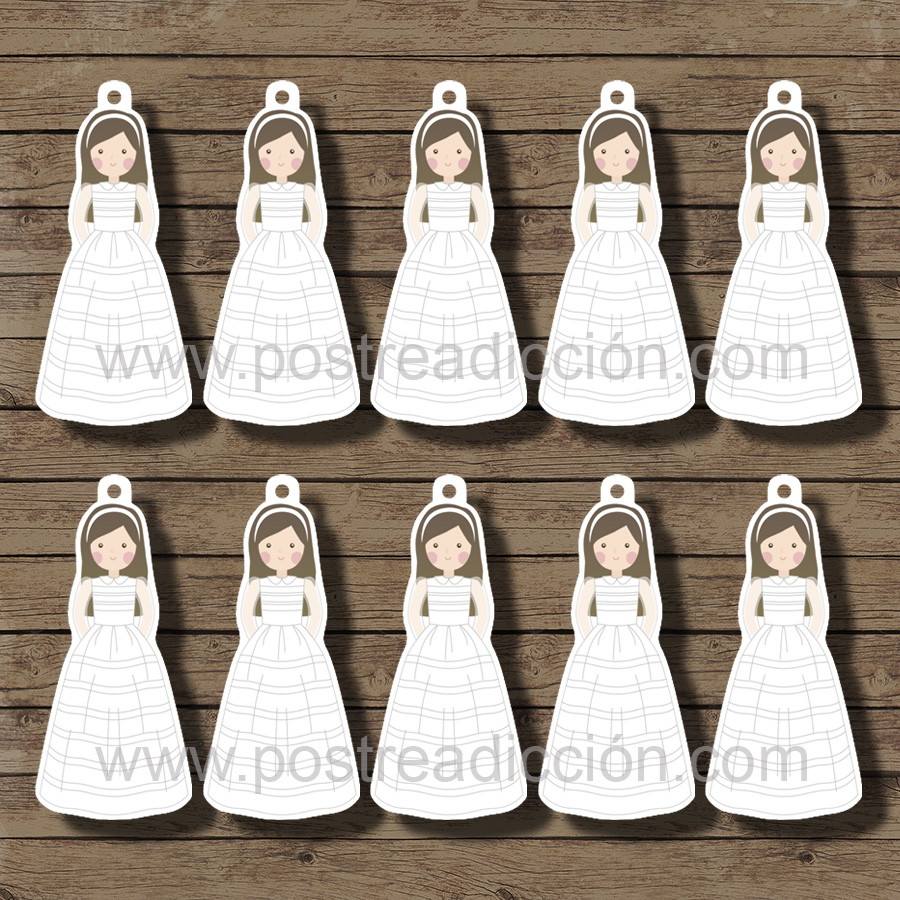 Imagen de producto: 24 etiquetas de comunión de niña de comunión Paloma