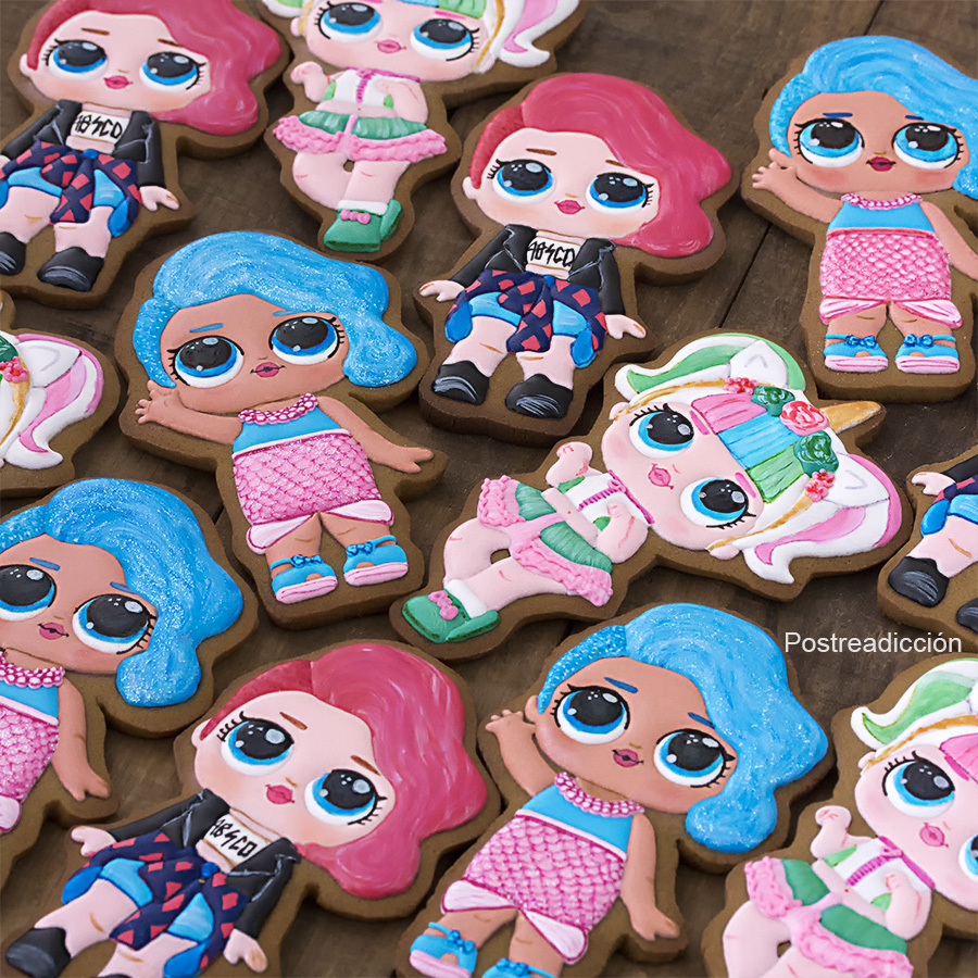 Imagen de producto: Plantillas muñecas LOL: 3 para cortar galletas y 3 para decorar