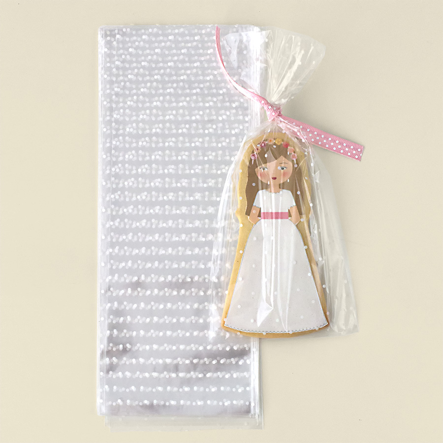 Imagen de producto: 50 bolsas con puntitos blancos, 10 x 20 cm, para galletas