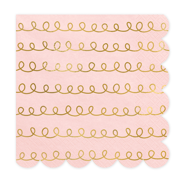 Imagen de producto: 20 servilletas rosas con foil dorado