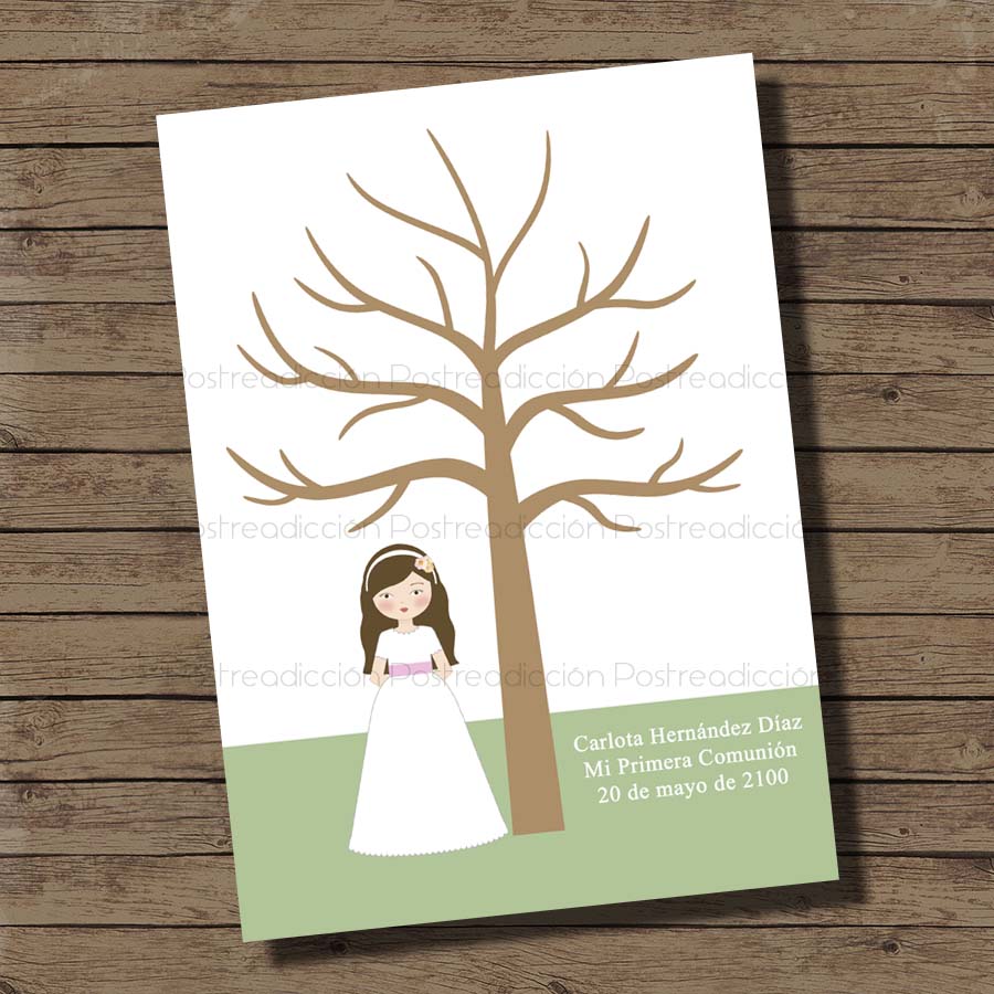 Imagen de producto: 	Imprimible árbol de huellas de primera comunión "Carlota"