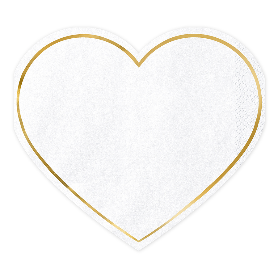 Imagen de producto: 20 servilletas de corazón con foil dorado