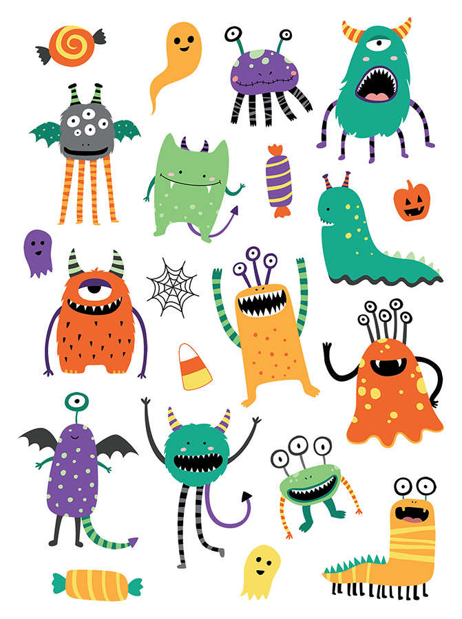 Imagen de producto: Pegatinas comestibles, modelo nº 1 : Monstruos Halloween