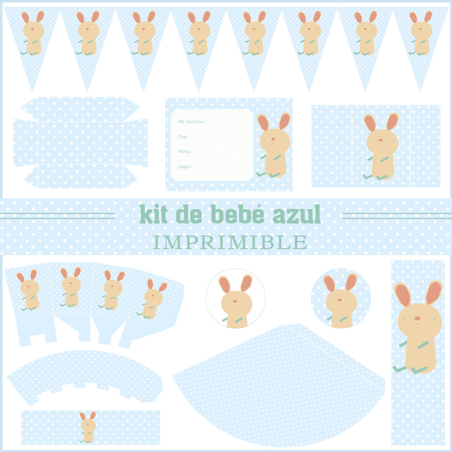 Imagen de producto: Kit de bautizo o cumpleaños conejito azul