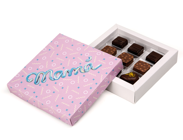 Imagen del producto: Caja cuadrada "Mamá" para Oreos, galletas o bombones