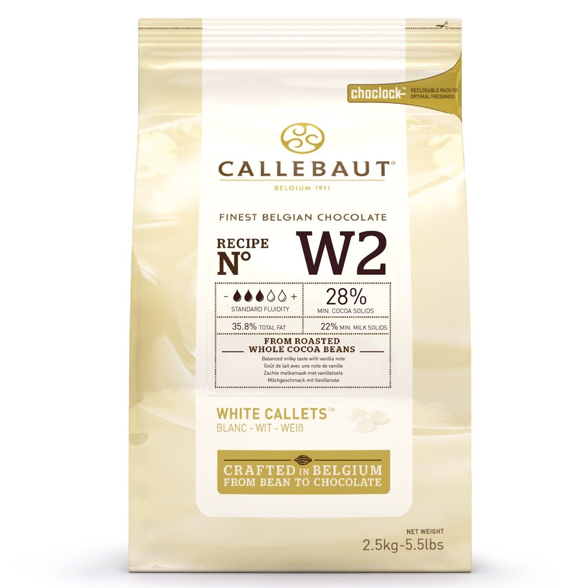 Imagen del producto: 245 g chocolate blanco Callebaut en gotas a granel